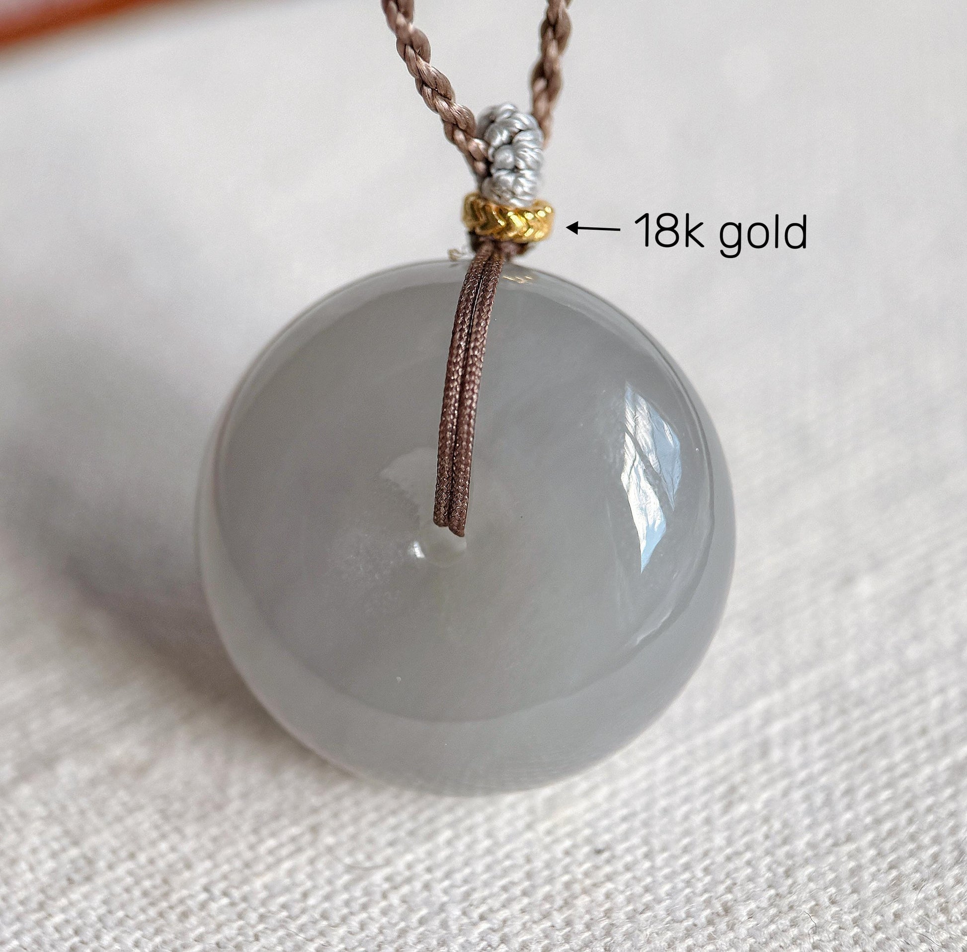 Icy Gray Lavender Nephrite Jade Donut Pendant Necklace | Natural Jade Pi Disc | Adjustable Cord
