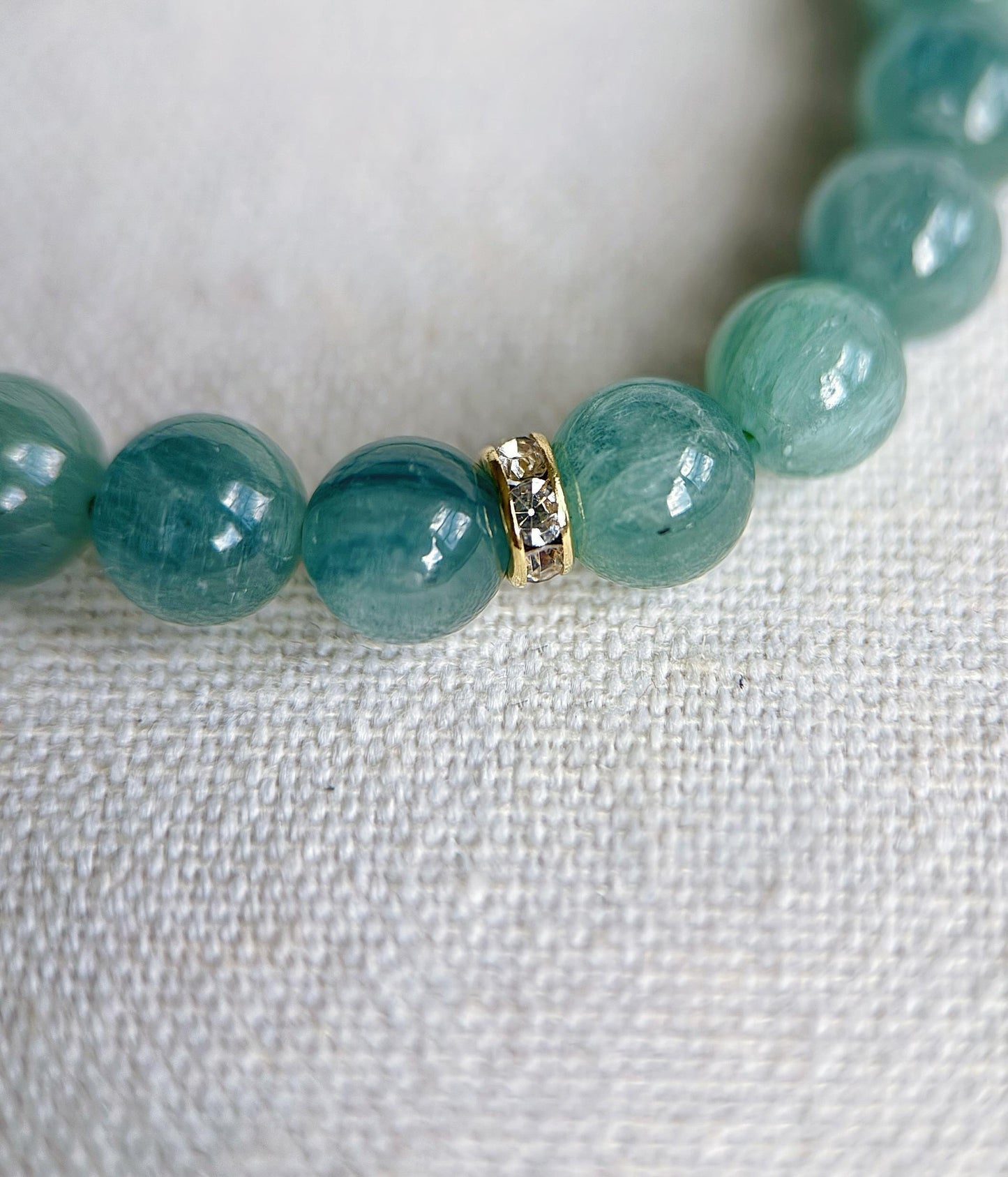 7.5mm Green Blue Kyanite Beads Bracelet| AAAA+ Rare Green Kyanite Stone| Unisex Kyanite Bracelet| Men's Beaded Bracelet| Heart Throat Chakra
