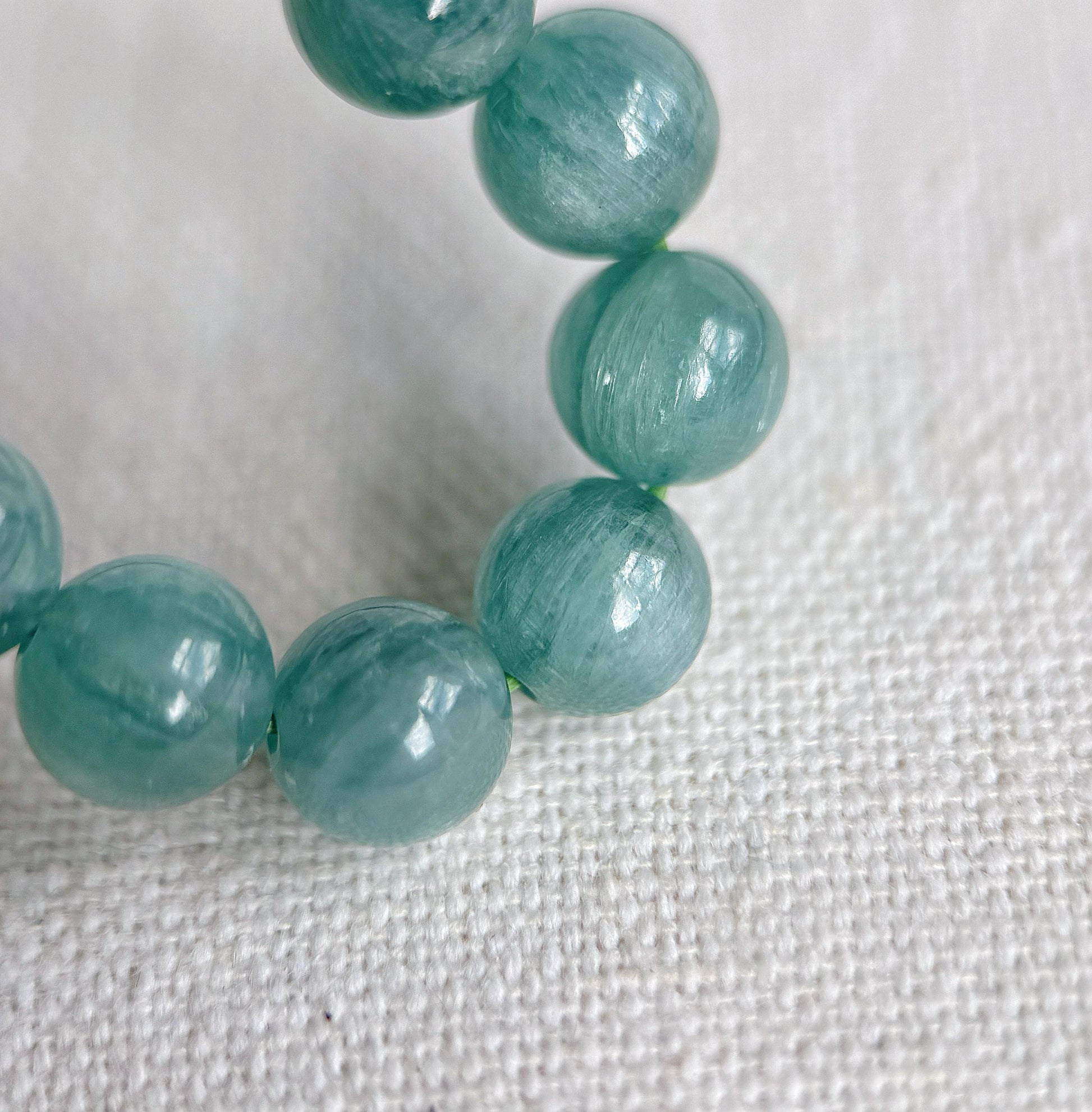 7.5mm Green Blue Kyanite Beads Bracelet| AAAA+ Rare Green Kyanite Stone| Unisex Kyanite Bracelet| Men's Beaded Bracelet| Heart Throat Chakra