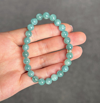 7.5mm Green Blue Kyanite Beads Bracelet| AAAA+ Rare Green Kyanite Stone| Unisex Kyanite Bracelet| Men's Beaded Bracelet| Heart Throat Chakra