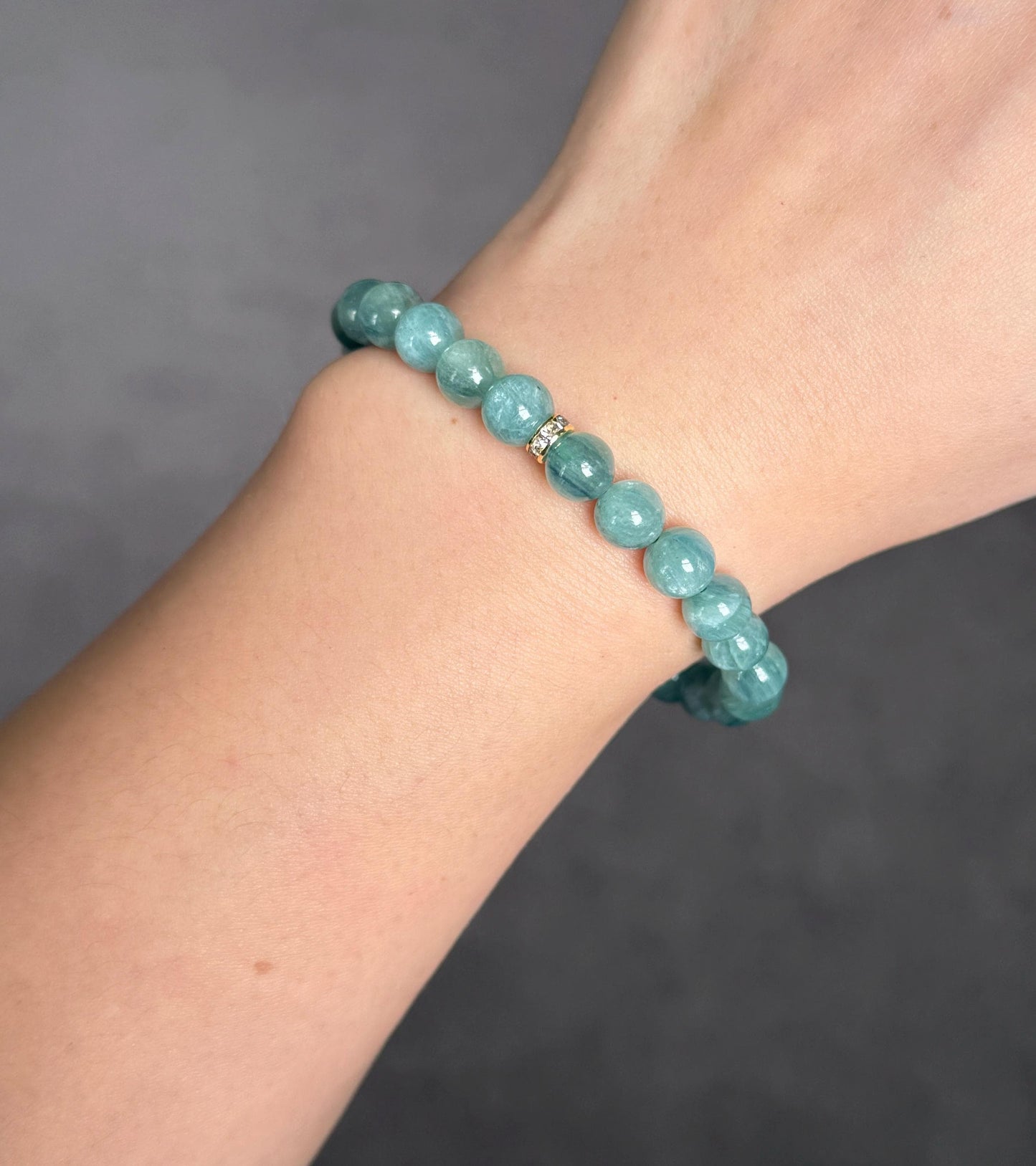 7.5mm Green Blue Kyanite Beads Bracelet| AAAA+ Rare Green Kyanite Stone| Unisex Kyanite Bracelet| Men's Beaded Bracelet| Heart Throat Chakra
