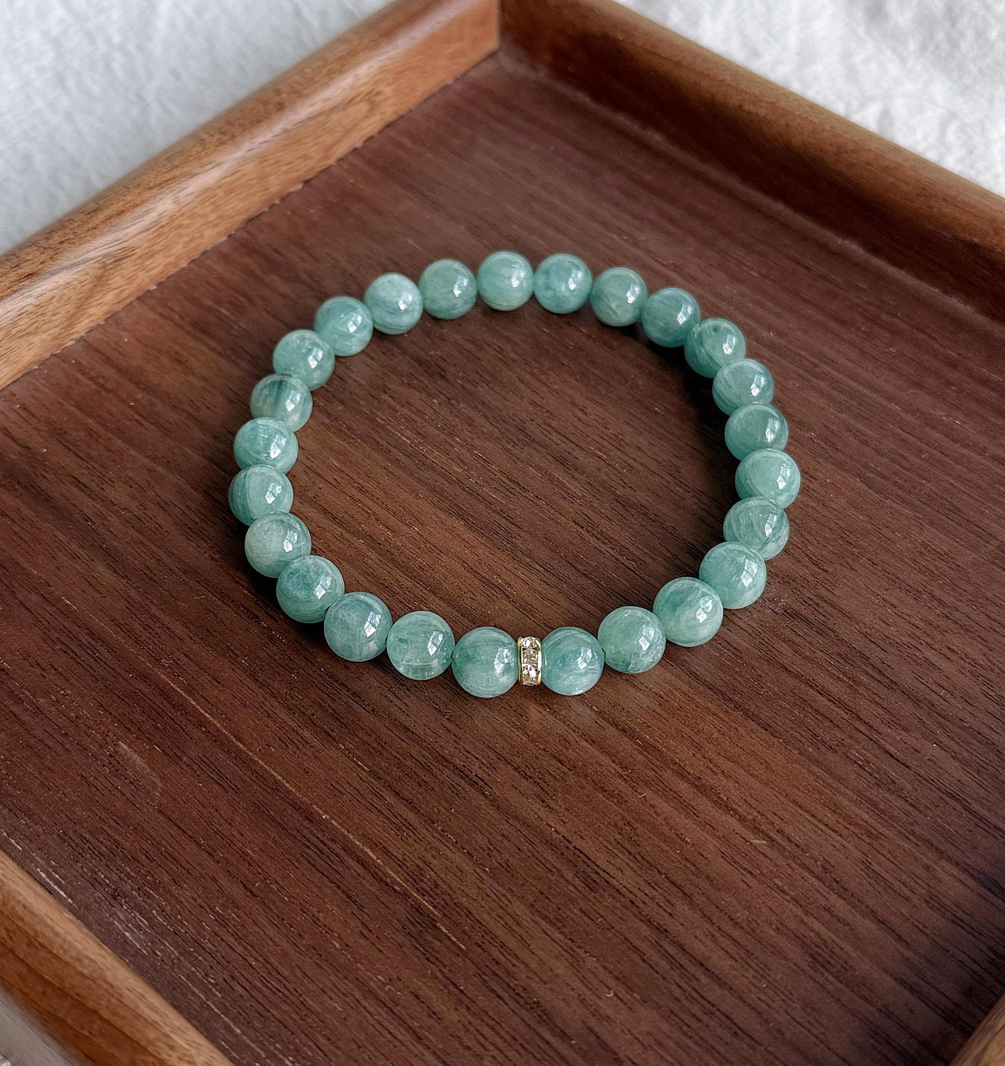 7.5mm Green Blue Kyanite Beads Bracelet| AAAA+ Rare Green Kyanite Stone| Unisex Kyanite Bracelet| Men's Beaded Bracelet| Heart Throat Chakra