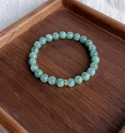7.5mm Green Blue Kyanite Beads Bracelet| AAAA+ Rare Green Kyanite Stone| Unisex Kyanite Bracelet| Men's Beaded Bracelet| Heart Throat Chakra