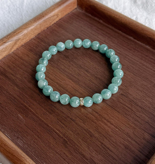 7.5mm Green Blue Kyanite Beads Bracelet| AAAA+ Rare Green Kyanite Stone| Unisex Kyanite Bracelet| Men's Beaded Bracelet| Heart Throat Chakra