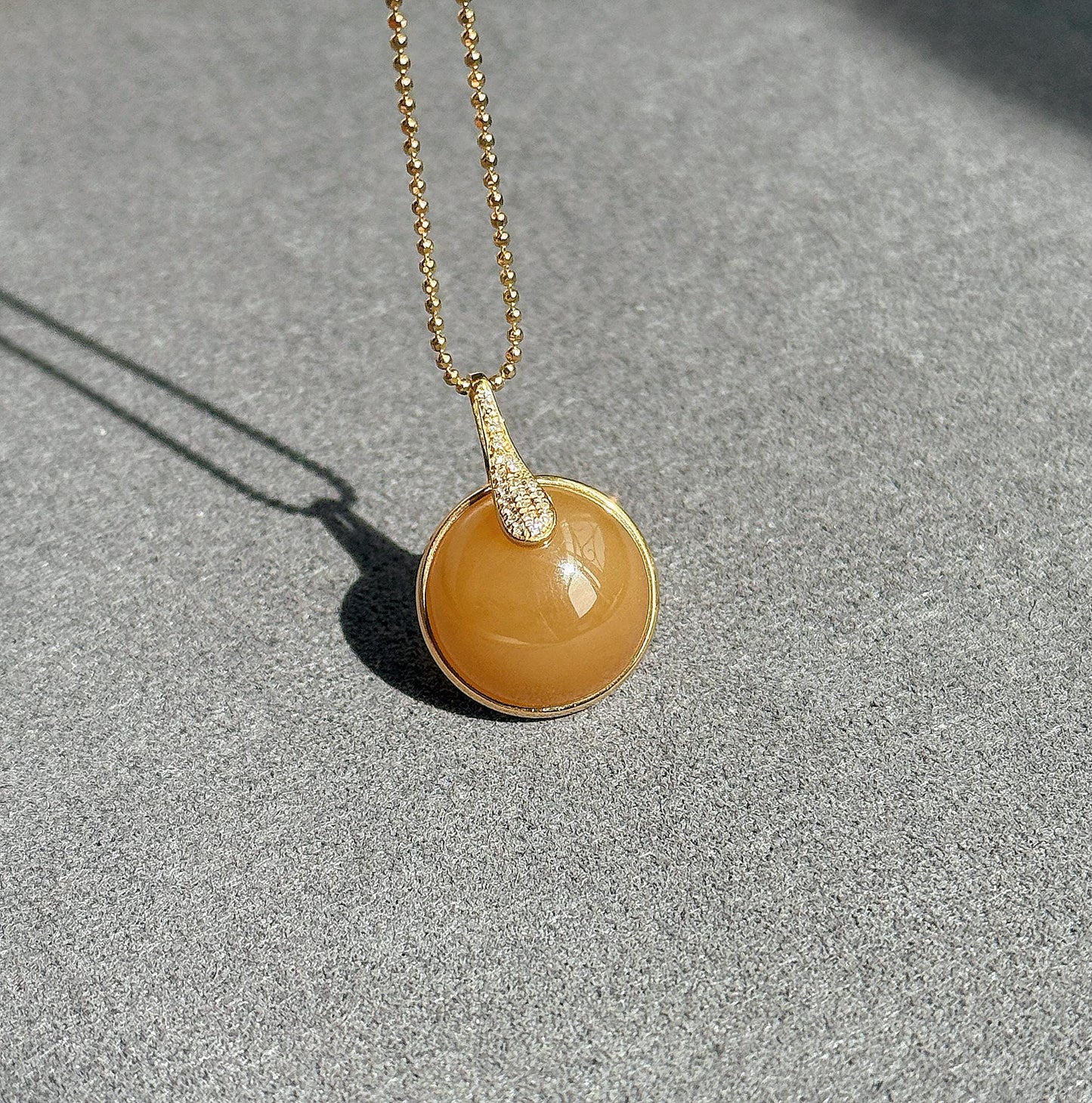 18K Natural Brown Nephrite Jade Pendant with Diamond | Fine Jade Jewelry | One-of-a-Kind Gift