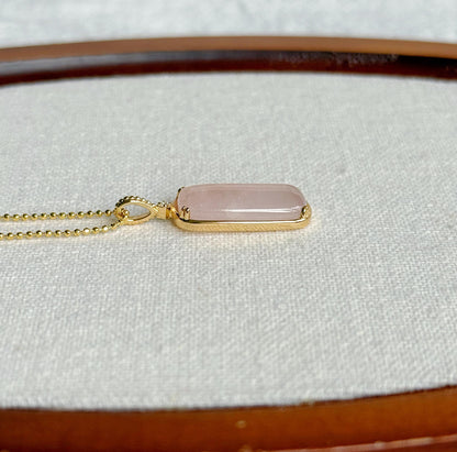 S925 Natural Rose Quartz Crystal Pendant Necklace | Gift for Love
