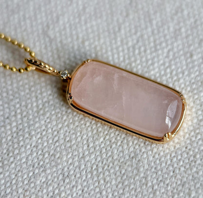 S925 Natural Rose Quartz Crystal Pendant Necklace | Gift for Love
