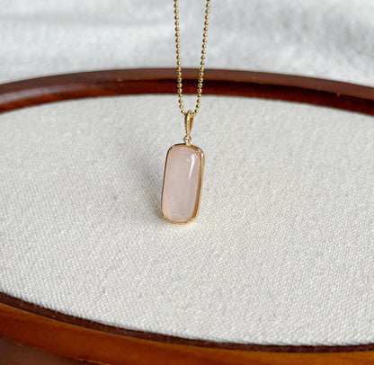 S925 Natural Rose Quartz Crystal Pendant Necklace | Gift for Love