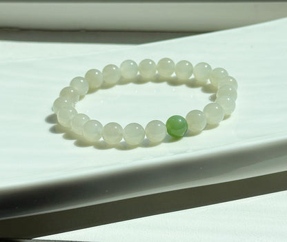 Natural Nephrite Jade Bracelet 8mm | Minimalist Gemstone Bracelet | Calming Jade Jewelry Gift