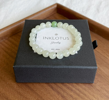 Natural Nephrite Jade Bracelet 8mm | Minimalist Gemstone Bracelet | Calming Jade Jewelry Gift