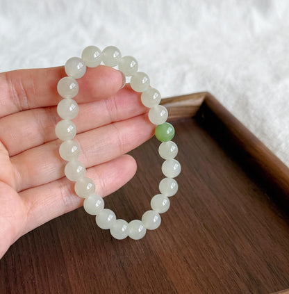 Natural Nephrite Jade Bracelet 8mm | Minimalist Gemstone Bracelet | Calming Jade Jewelry Gift