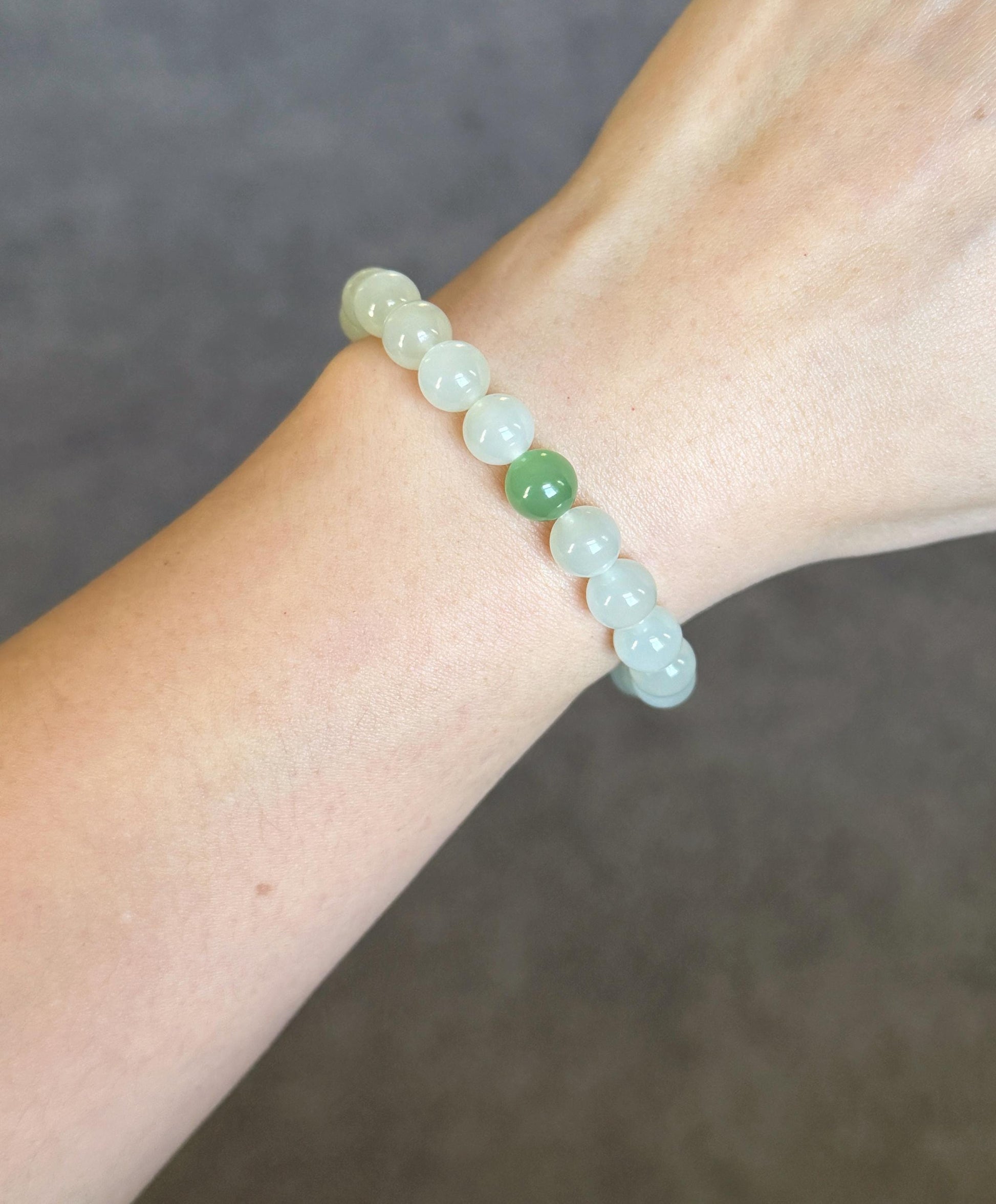 Natural Nephrite Jade Bracelet 8mm | Minimalist Gemstone Bracelet | Calming Jade Jewelry Gift