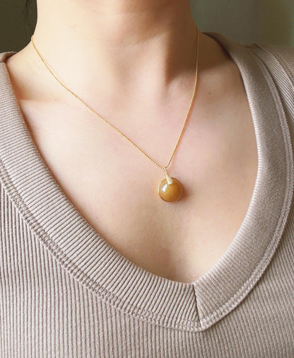 18K Natural Brown Nephrite Jade Pendant with Diamond | Fine Jade Jewelry | One-of-a-Kind Gift