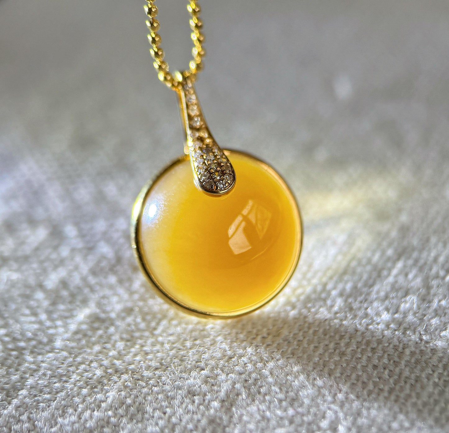 18K Natural Brown Nephrite Jade Pendant with Diamond | Fine Jade Jewelry | One-of-a-Kind Gift
