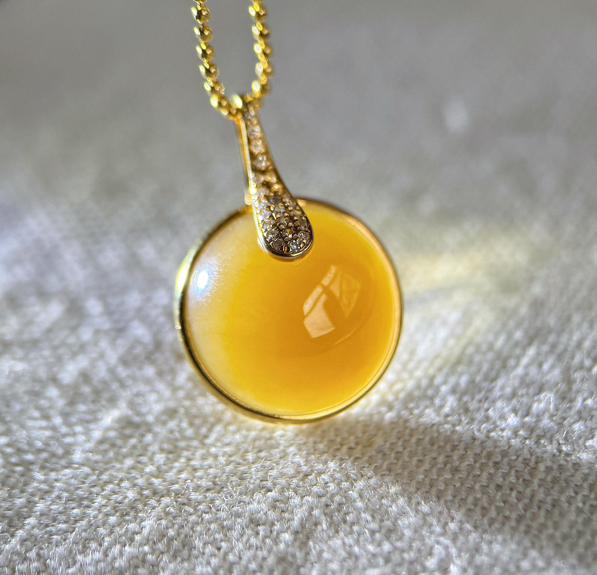 18K Natural Brown Nephrite Jade Pendant with Diamond | Fine Jade Jewelry | One-of-a-Kind Gift
