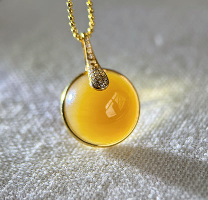 18K Natural Brown Nephrite Jade Pendant with Diamond | Fine Jade Jewelry | One-of-a-Kind Gift