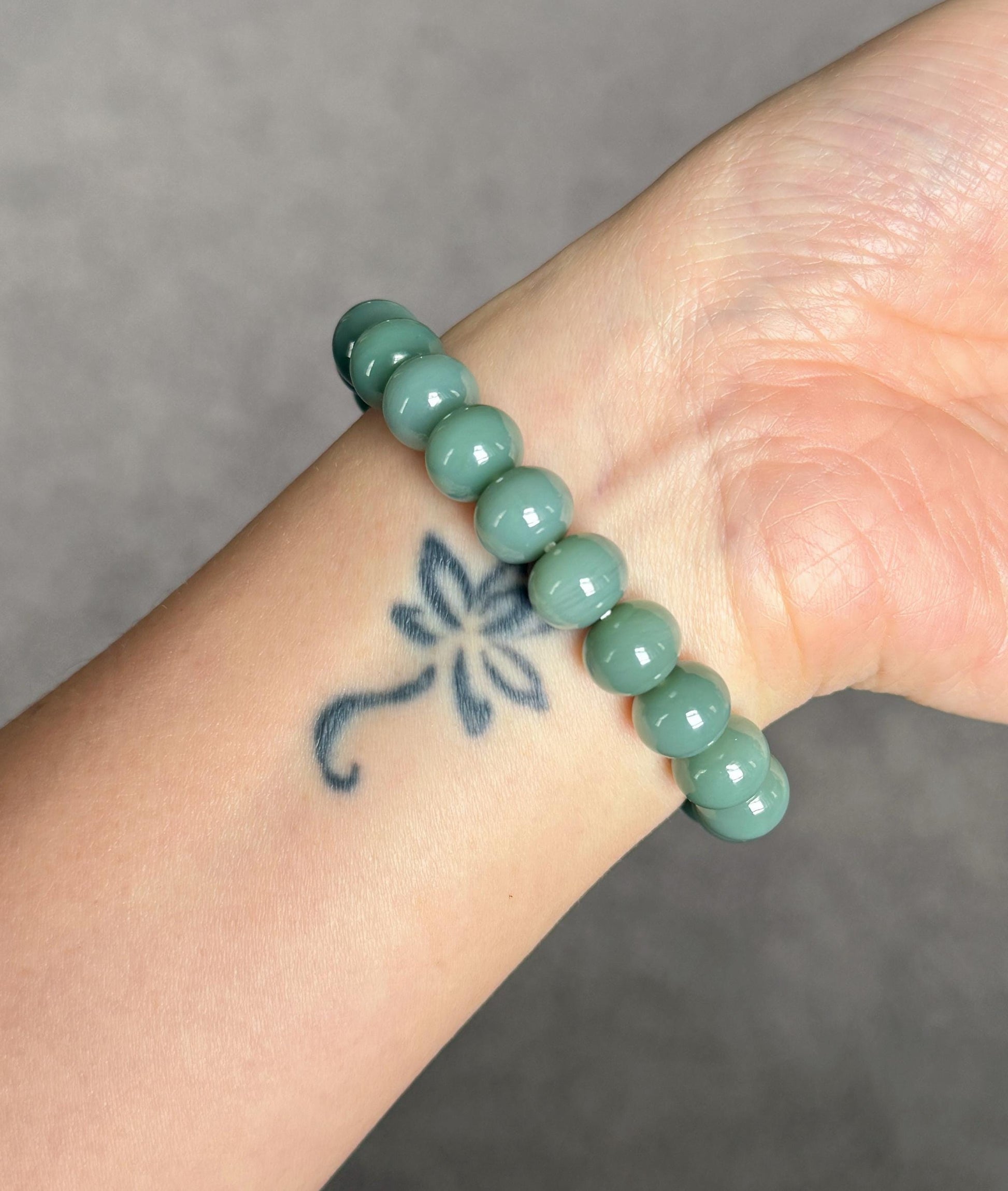 Natural Blue Nephrite Jade Bracelet 8*10mm | 18K Gold Accents | Luxury Fine Jade Gift