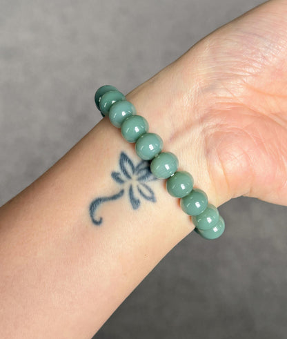 Natural Blue Nephrite Jade Bracelet 8*10mm | 18K Gold Accents | Luxury Fine Jade Gift