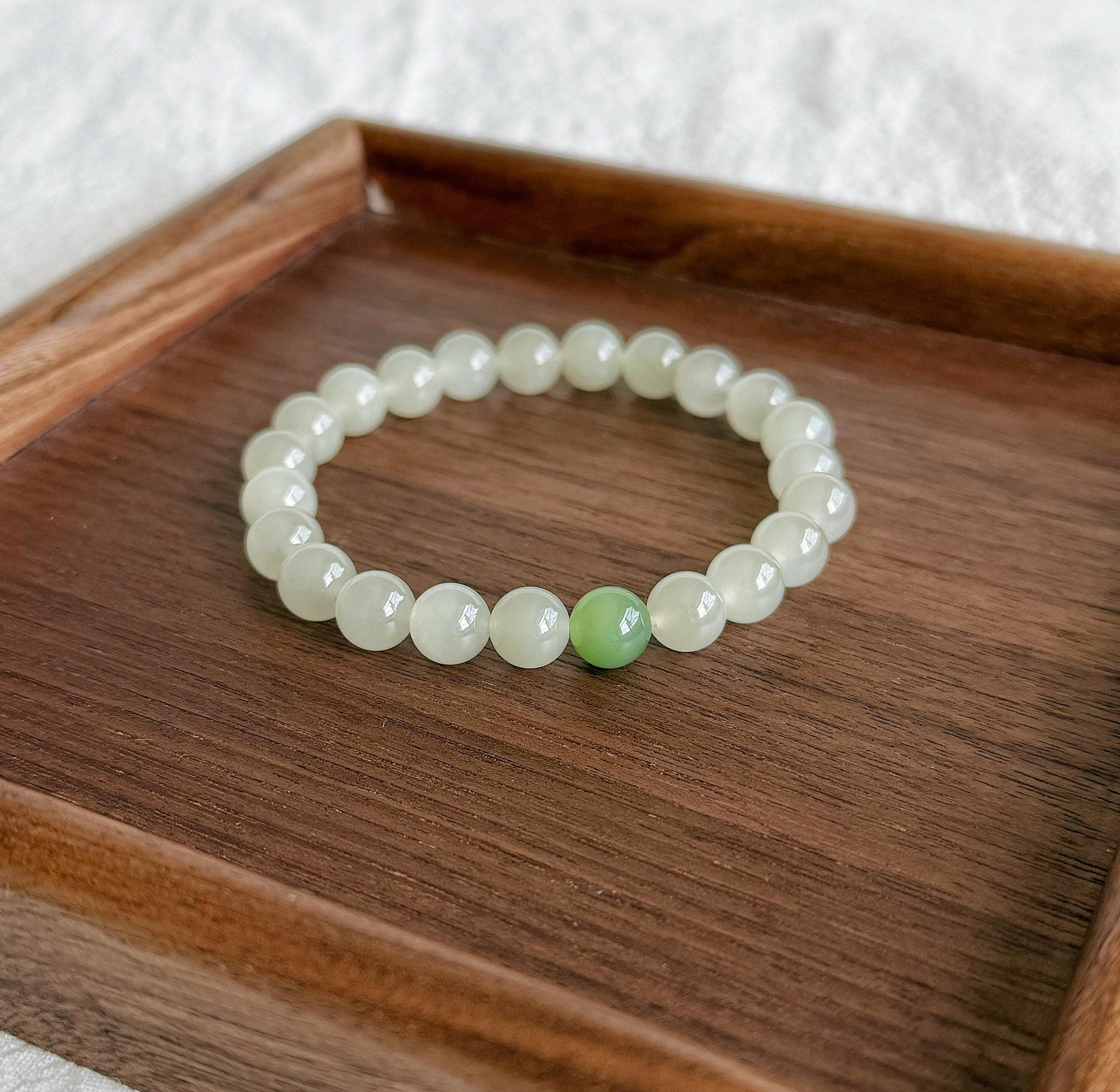 Natural Nephrite Jade Bracelet 8mm | Minimalist Gemstone Bracelet | Calming Jade Jewelry Gift