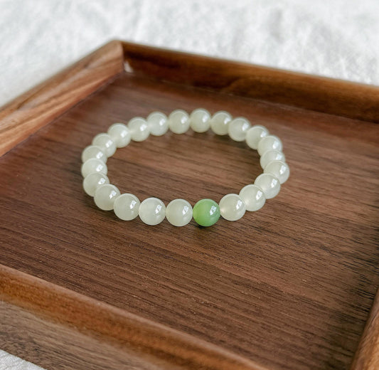 Natural Nephrite Jade Bracelet 8mm | Minimalist Gemstone Bracelet | Calming Jade Jewelry Gift