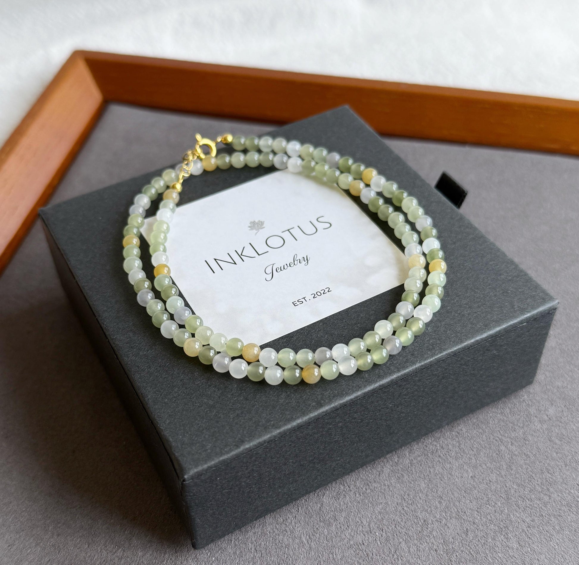 4mm Nephrite Jade Beaded Necklace Choker | Multicolor Gemstone | Adjustable
