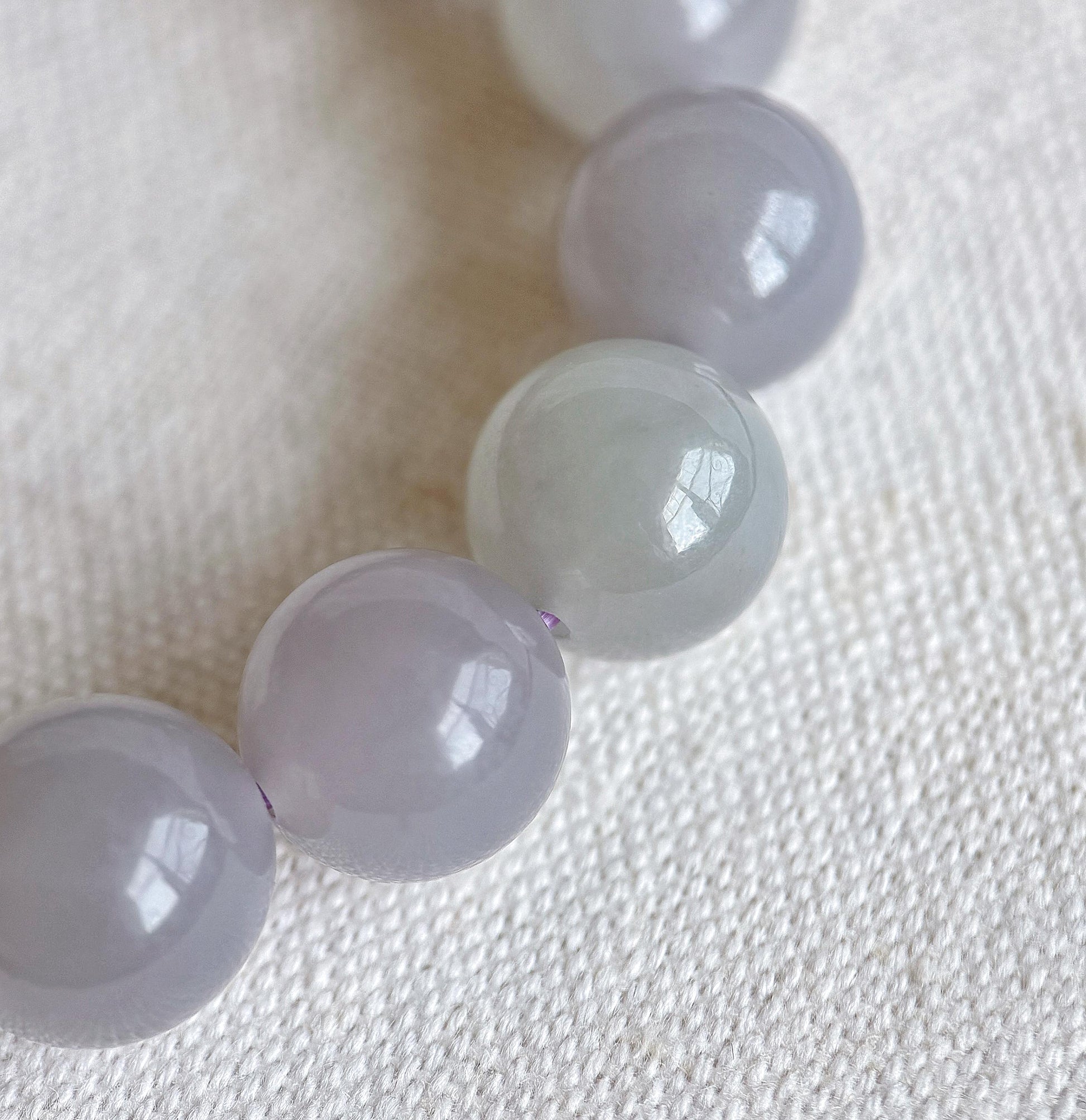 12mm Natural Nephrite Jade Bracelet | Gray Lilac & Soft Green Jade | Rare Pastel Jade Jewelry Gift for Her
