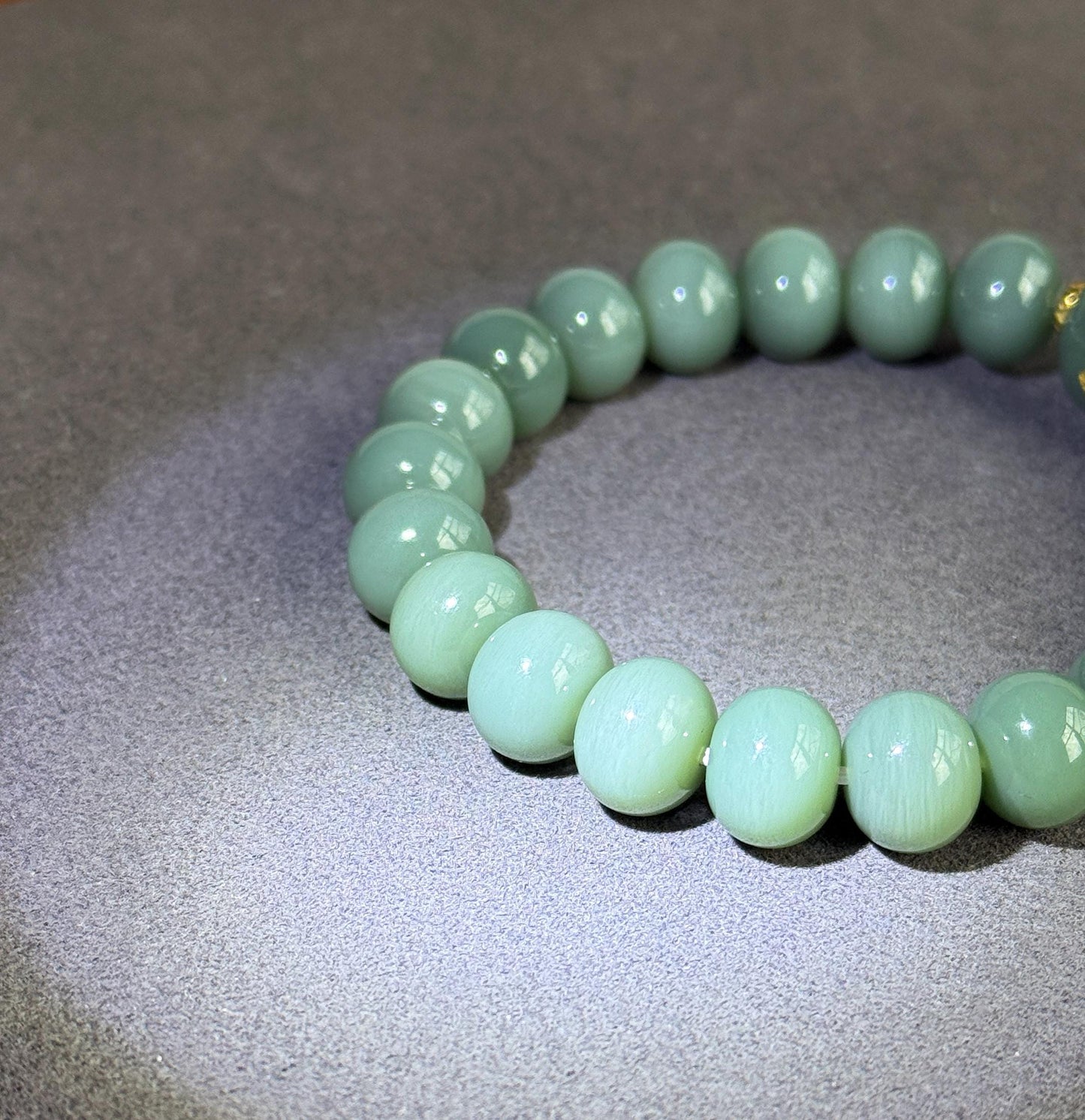 Natural Blue Nephrite Jade Bracelet 8*10mm | 18K Gold Accents | Luxury Fine Jade Gift