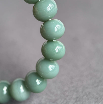 Natural Blue Nephrite Jade Bracelet 8*10mm | 18K Gold Accents | Luxury Fine Jade Gift