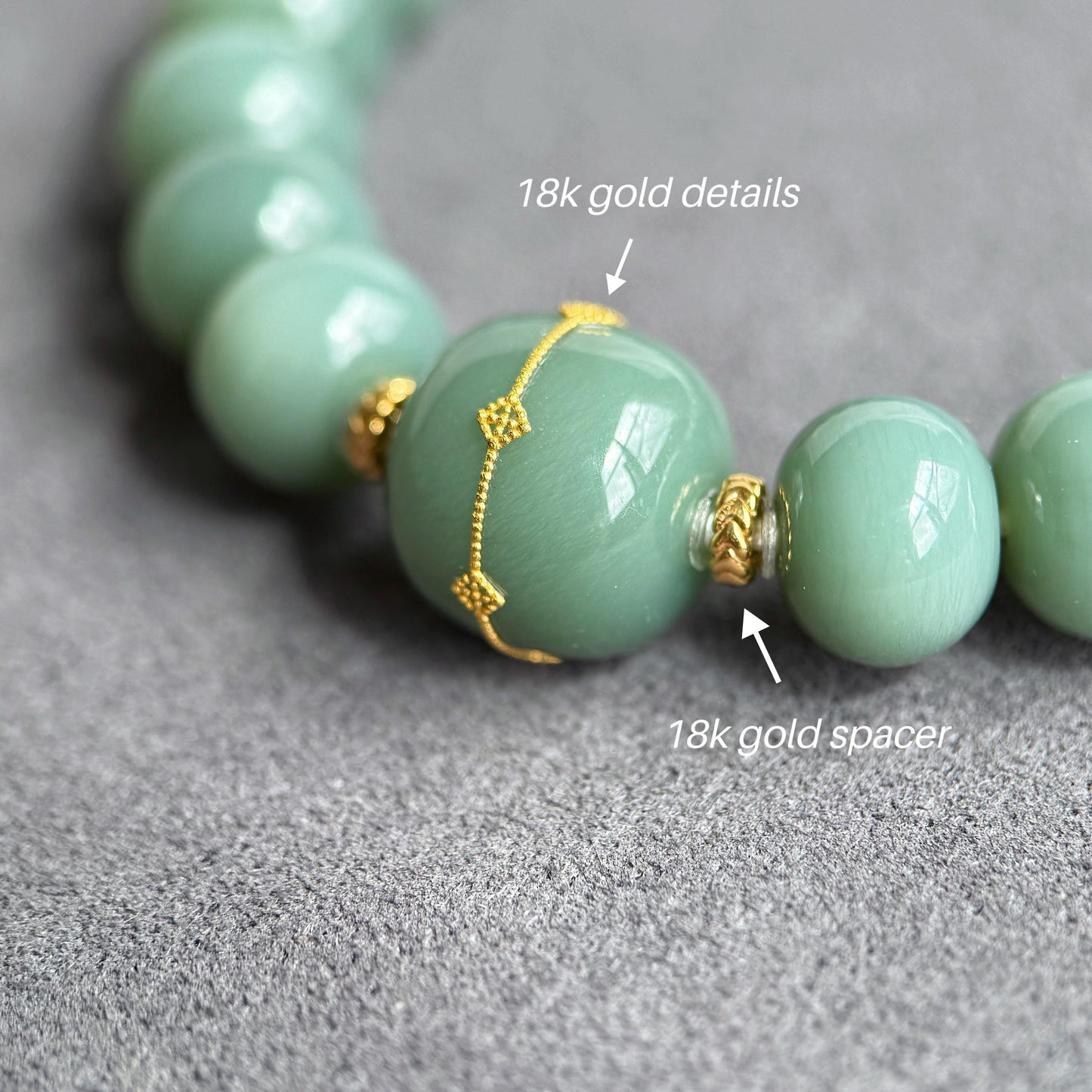 Natural Blue Nephrite Jade Bracelet 8*10mm | 18K Gold Accents | Luxury Fine Jade Gift