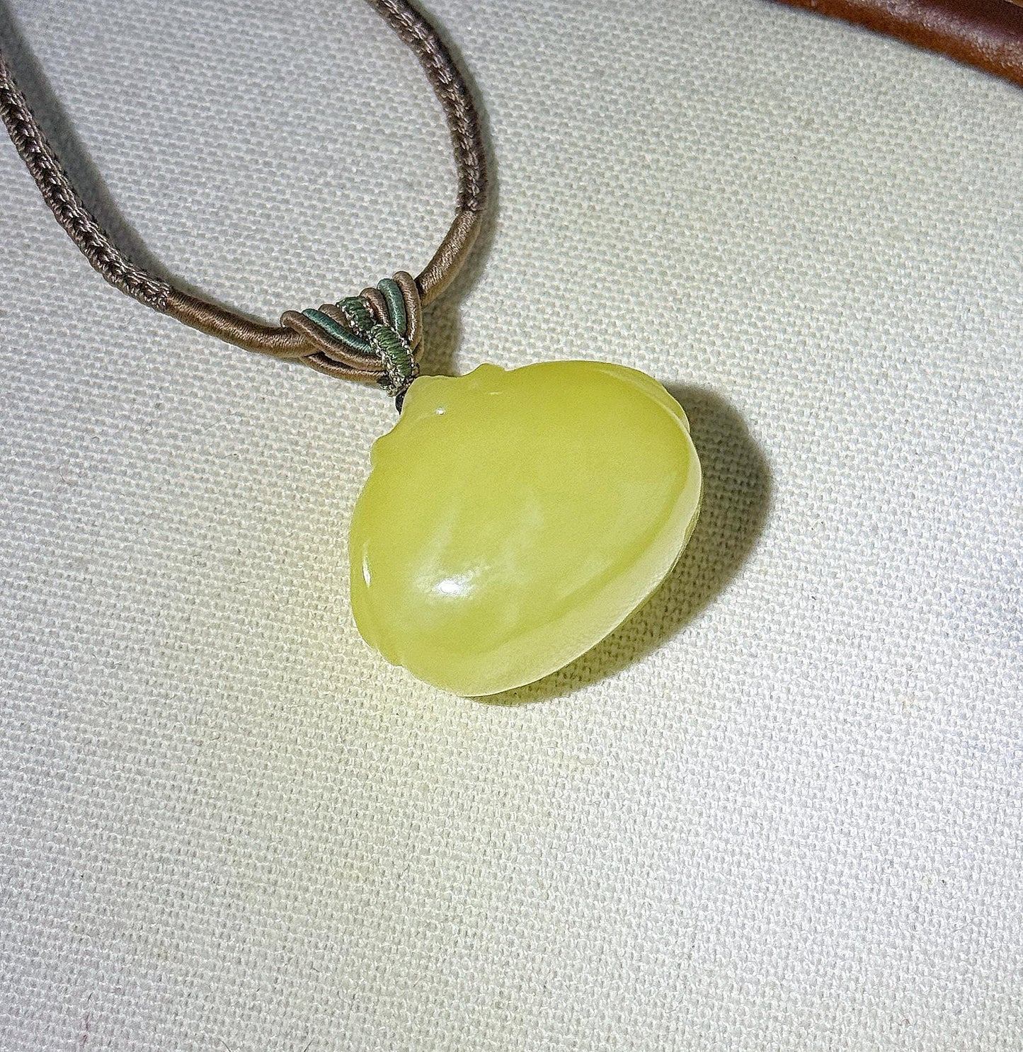 Natural Yellow Nephrite Jade Happy Buddha Pendant Necklace | Untreated Jade Stone | Adjustable Cord