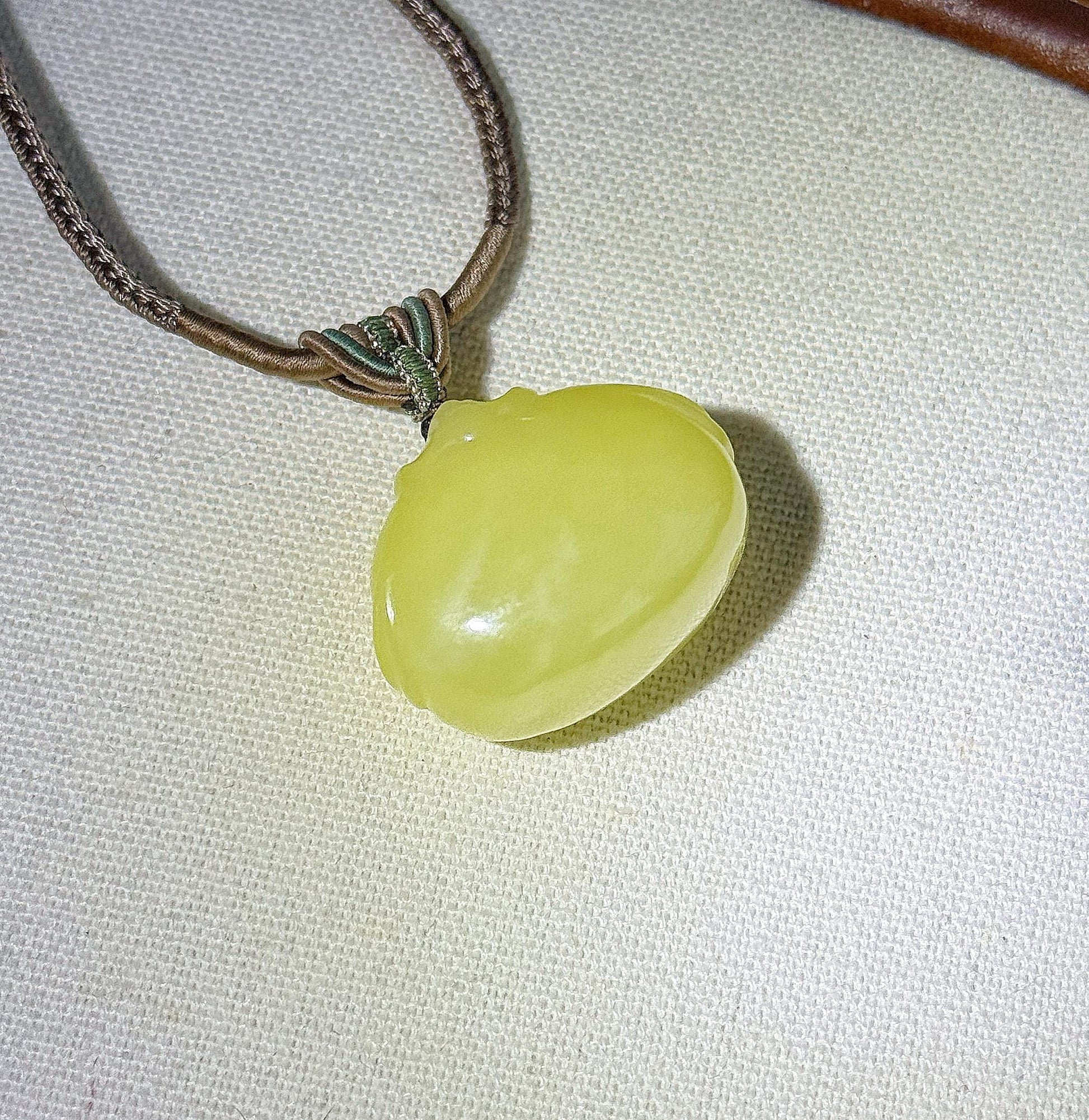 Natural Yellow Nephrite Jade Happy Buddha Pendant Necklace | Untreated Jade Stone | Adjustable Cord
