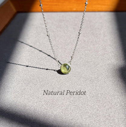 Dainty Gemstone Necklace | Natural Amazonite/Peridot/Blue Topaz Necklace | Minimalist S925 Silver Adjustable Necklace