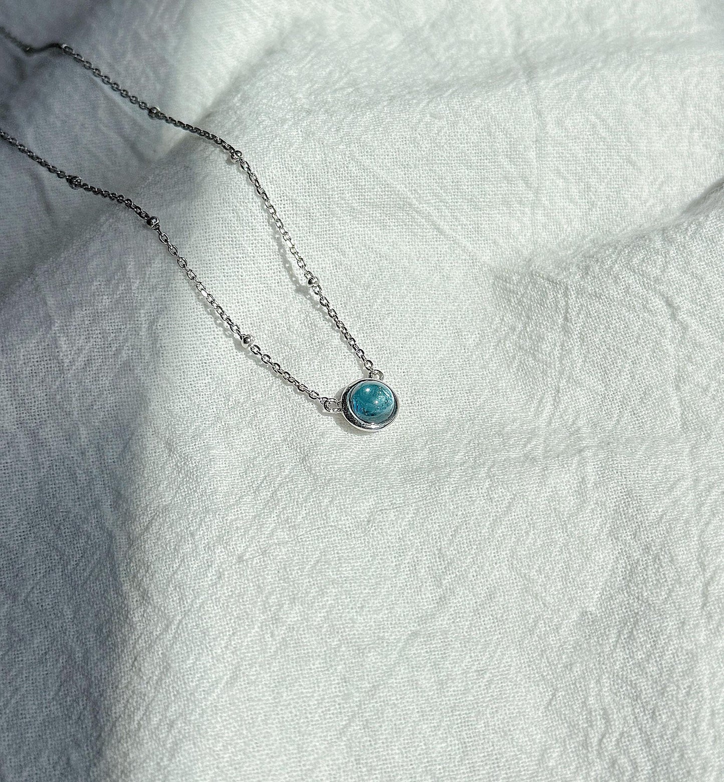 Dainty Gemstone Necklace | Natural Amazonite/Peridot/Blue Topaz Necklace | Minimalist S925 Silver Adjustable Necklace