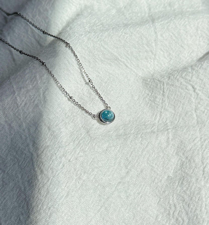 Dainty Gemstone Necklace | Natural Amazonite/Peridot/Blue Topaz Necklace | Minimalist S925 Silver Adjustable Necklace