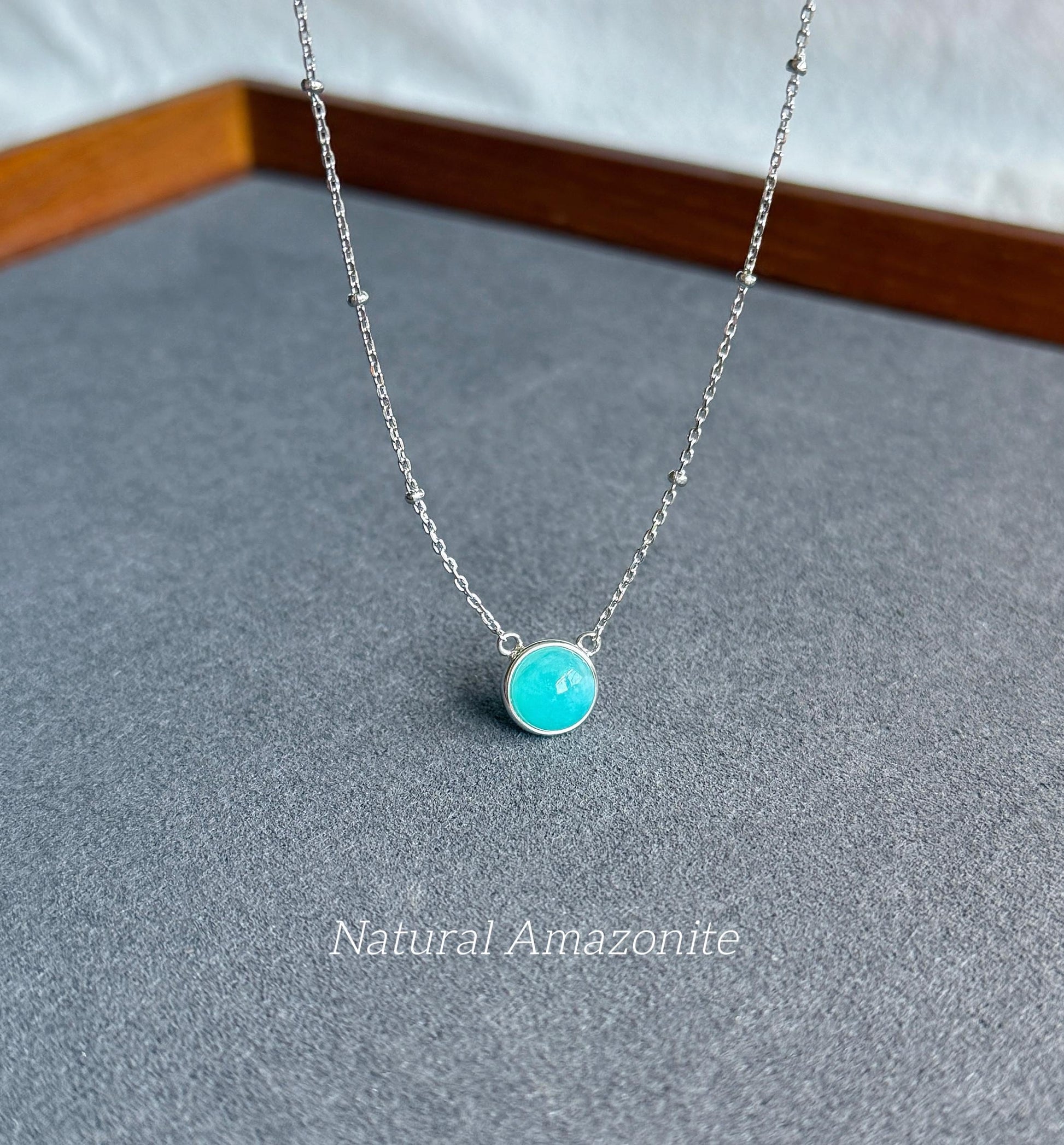 Dainty Gemstone Necklace | Natural Amazonite/Peridot/Blue Topaz Necklace | Minimalist S925 Silver Adjustable Necklace