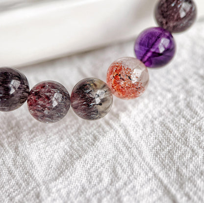Premium Super Seven Bracelet 8.5mm | Natural Melody Stone | One-Of-A-Kind Crystal Jewelry