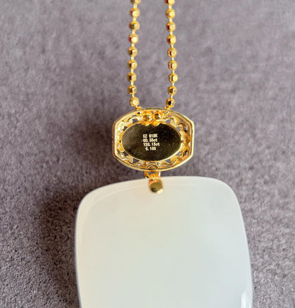 White Nephrite Jade Pendant Necklace | Solid 18K Gold Natural Welo Opal Bail | Fine Jewelry Gift for Her