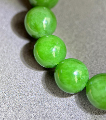 12mm Rich Imperial Green Nephrite Jade Bracelet | Certificate Included | Top-quality Natural Jade | Luxury Statement Jewelry