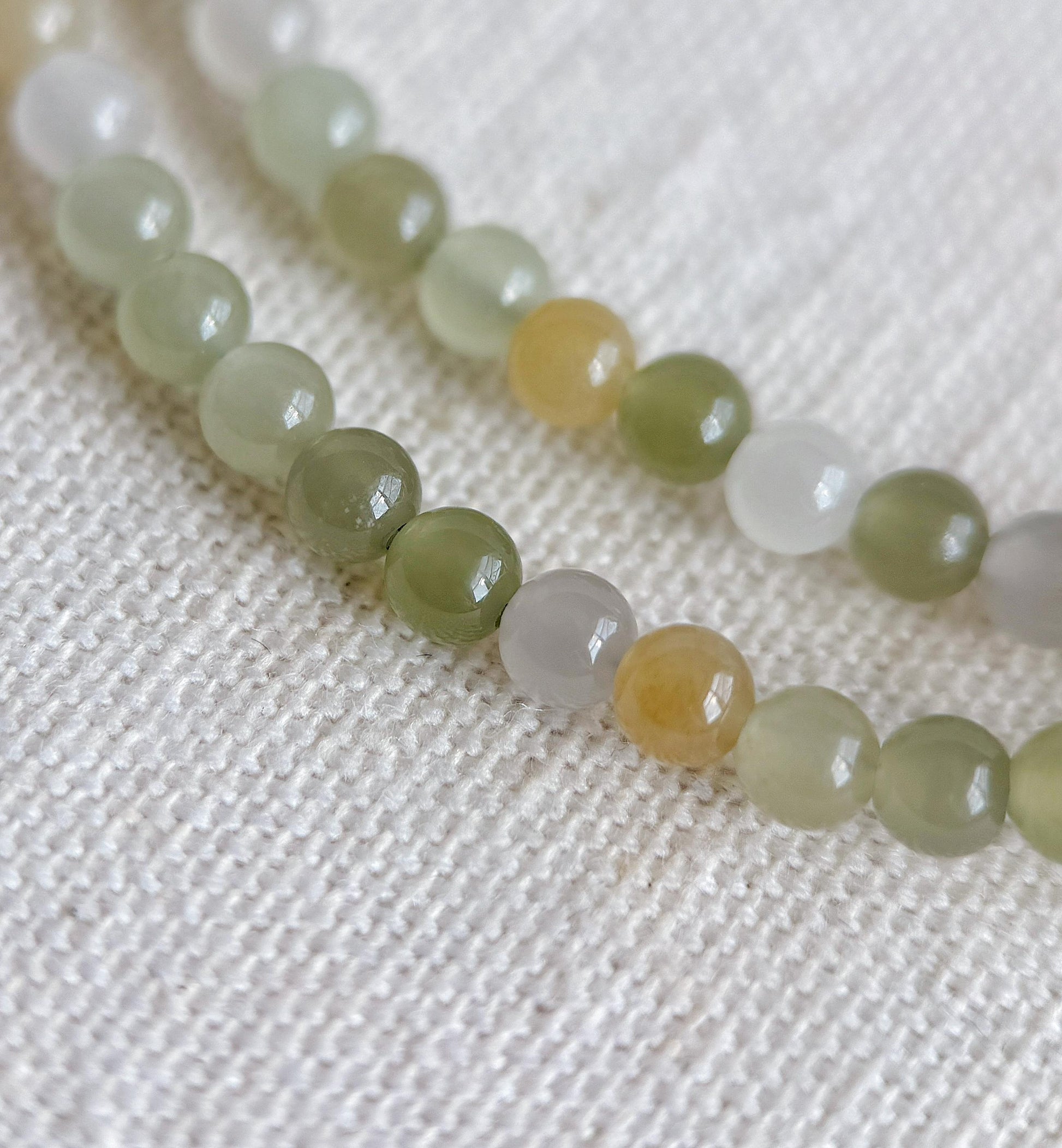 4mm Nephrite Jade Beaded Necklace Choker | Multicolor Gemstone | Adjustable