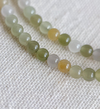 4mm Nephrite Jade Beaded Necklace Choker | Multicolor Gemstone | Adjustable