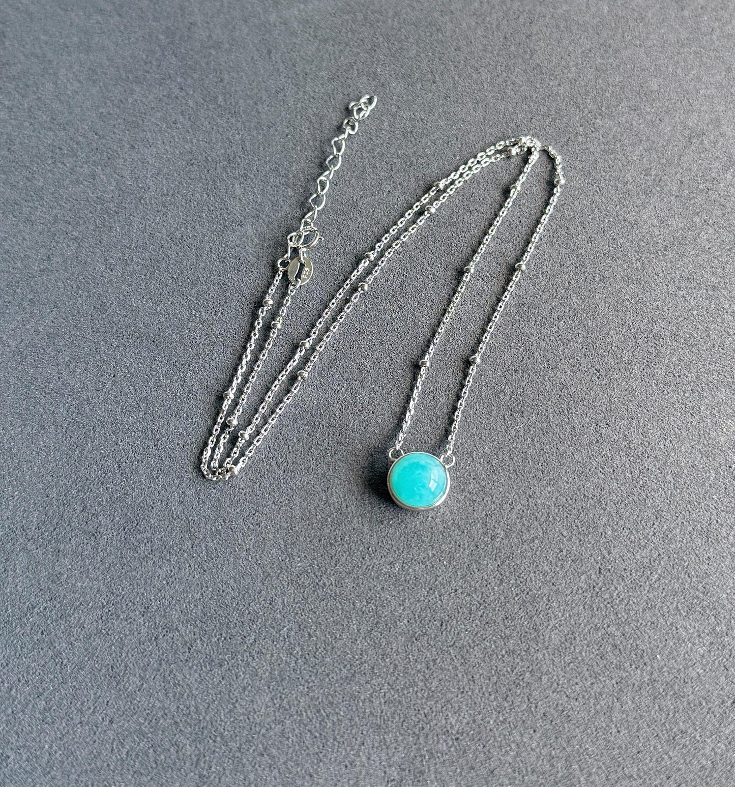 Dainty Gemstone Necklace | Natural Amazonite/Peridot/Blue Topaz Necklace | Minimalist S925 Silver Adjustable Necklace
