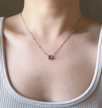 Dainty Gemstone Necklace | Natural Amazonite/Peridot/Blue Topaz Necklace | Minimalist S925 Silver Adjustable Necklace
