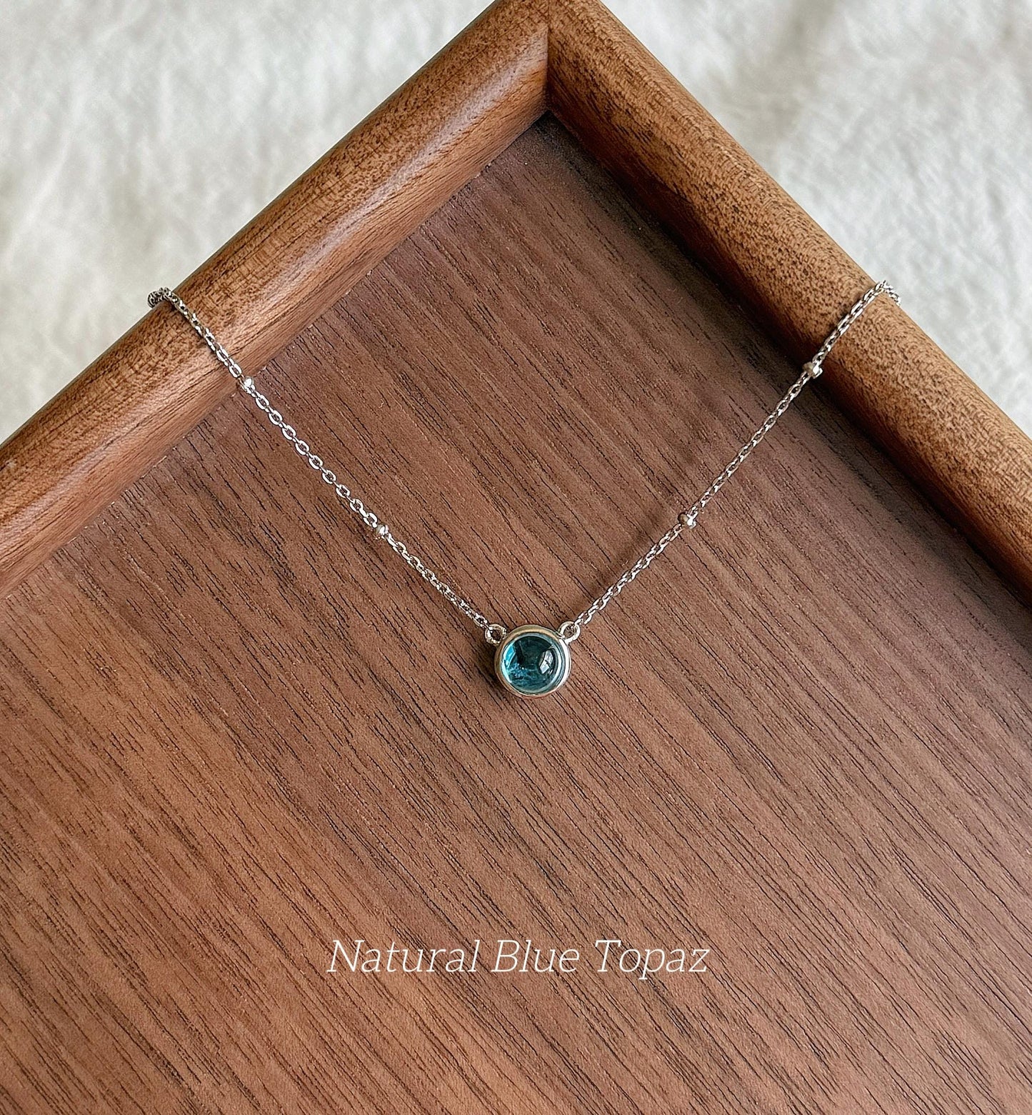 Dainty Gemstone Necklace | Natural Amazonite/Peridot/Blue Topaz Necklace | Minimalist S925 Silver Adjustable Necklace