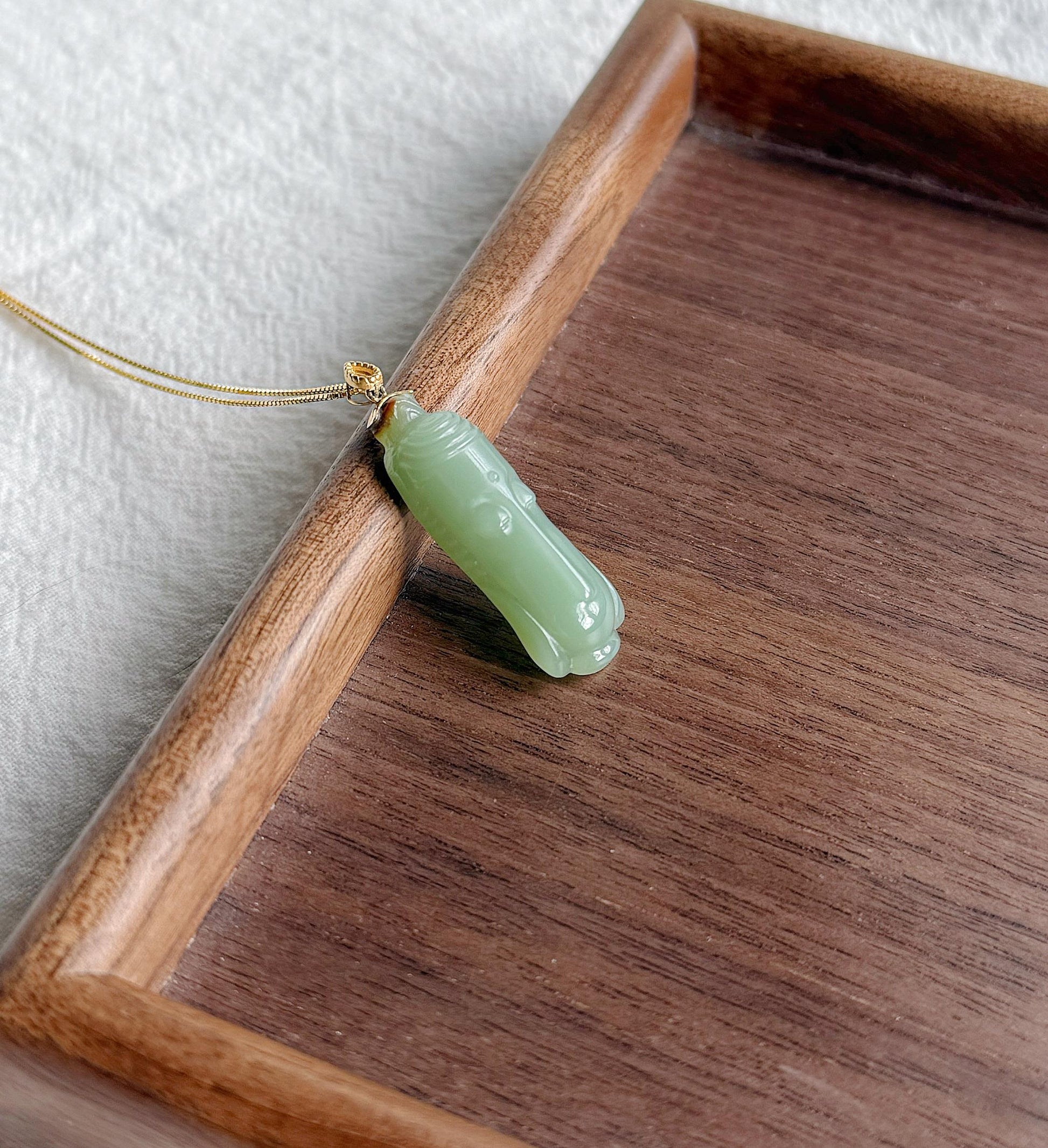 Jade Kuan Yin Pendant | Natural and Certified Nephrite Jade Necklace | 18K Solid Gold Bail | Spiritual Gift