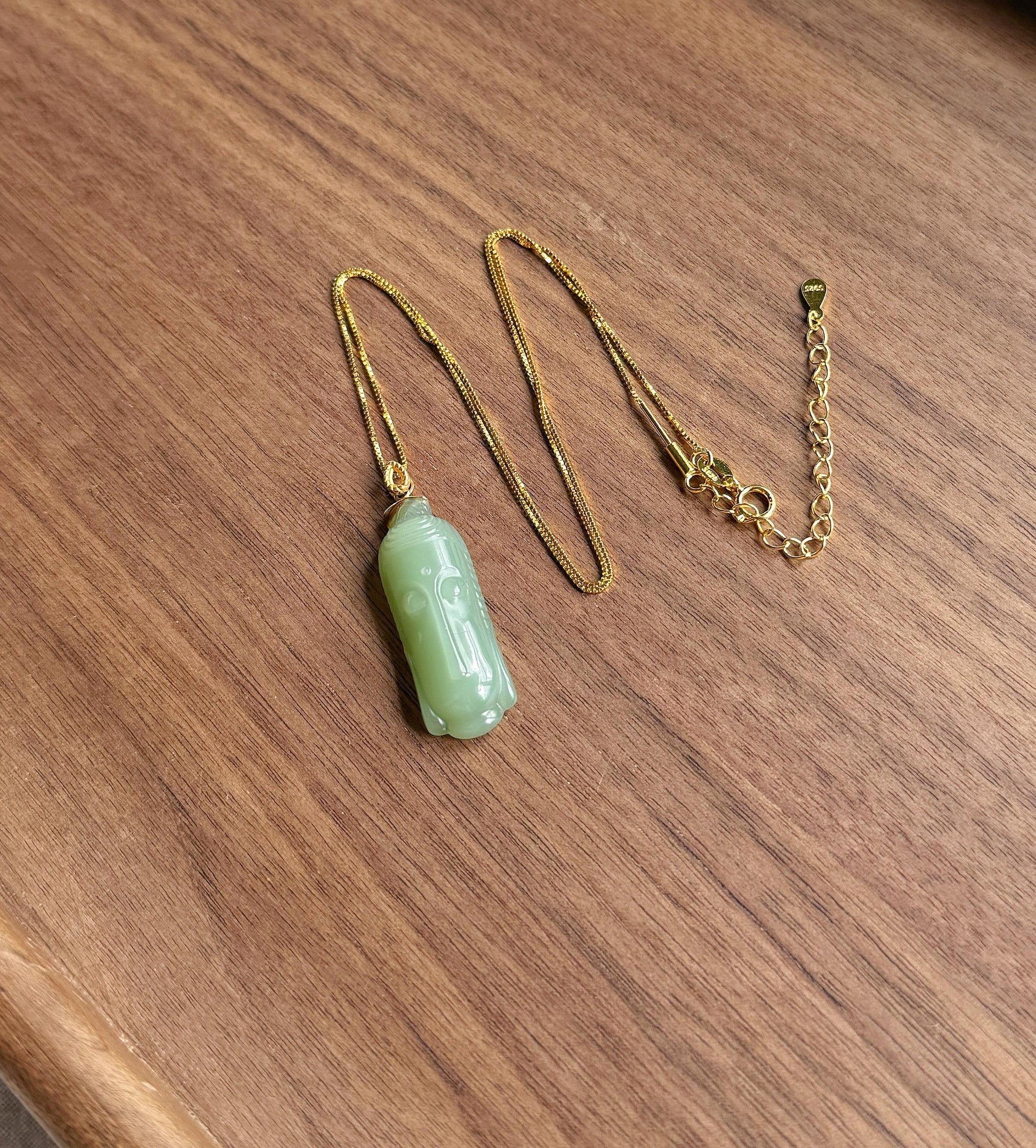 Jade Kuan Yin Pendant | Natural and Certified Nephrite Jade Necklace | 18K Solid Gold Bail | Spiritual Gift