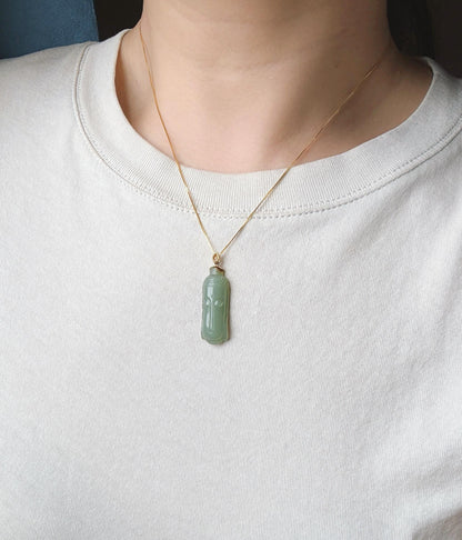 Jade Kuan Yin Pendant | Natural and Certified Nephrite Jade Necklace | 18K Solid Gold Bail | Spiritual Gift