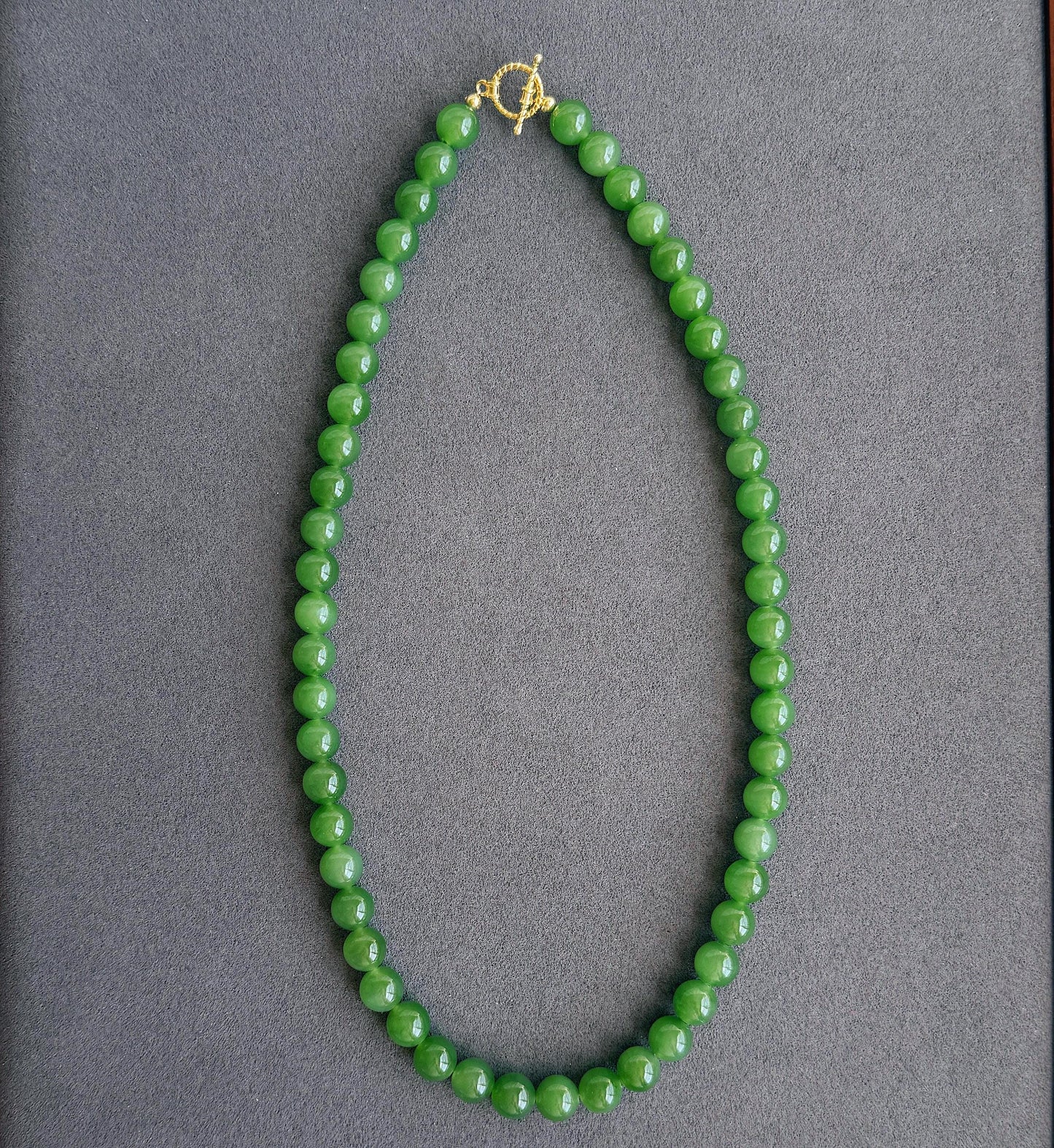 Premium Natural Green Nephrite Jade Beaded Necklace 8mm | Genuine and Certified Nephrite Jade | Fine Jewelry Gift for Her