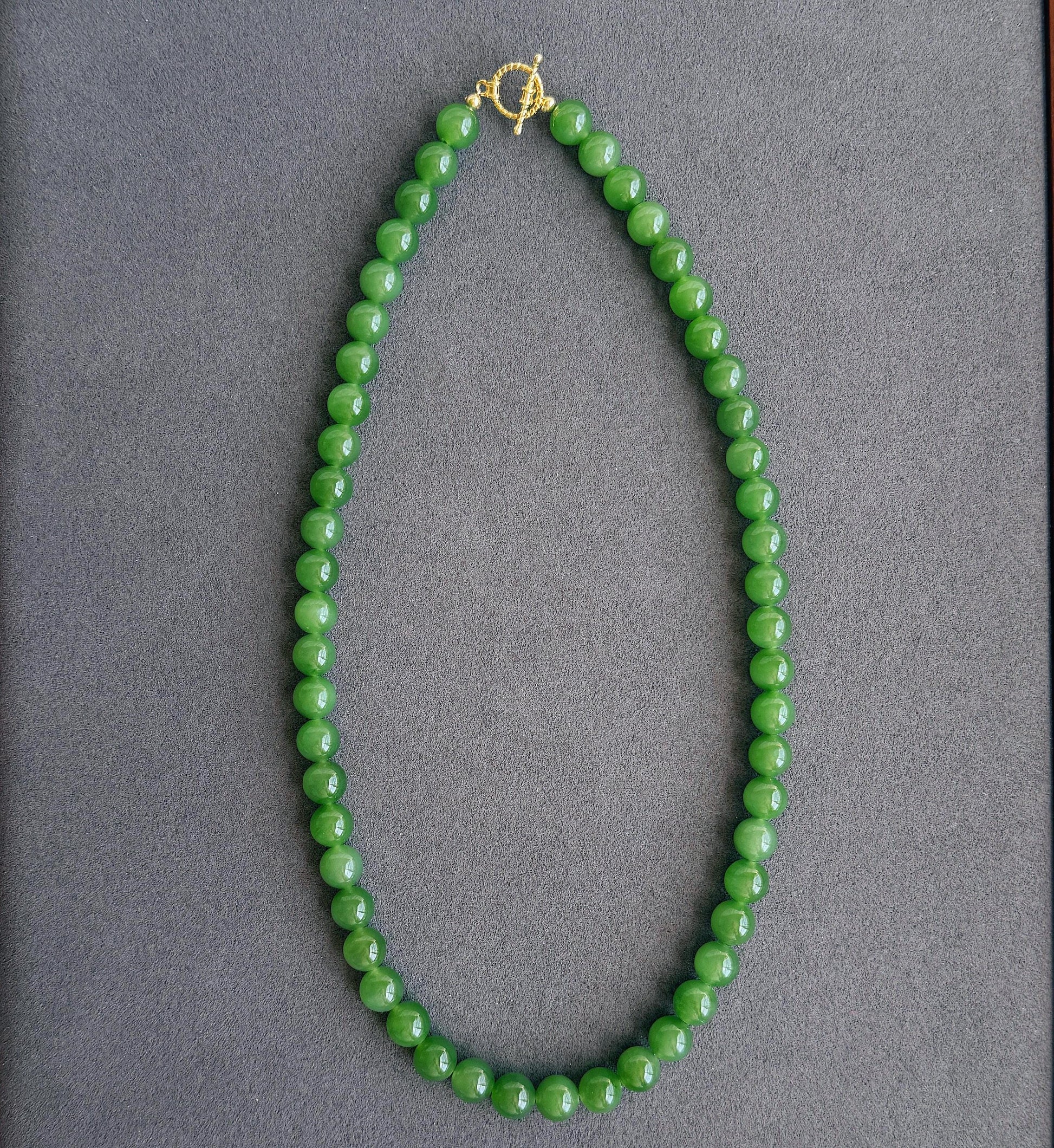 Premium Natural Green Nephrite Jade Beaded Necklace 8mm | Genuine and Certified Nephrite Jade | Fine Jewelry Gift for Her