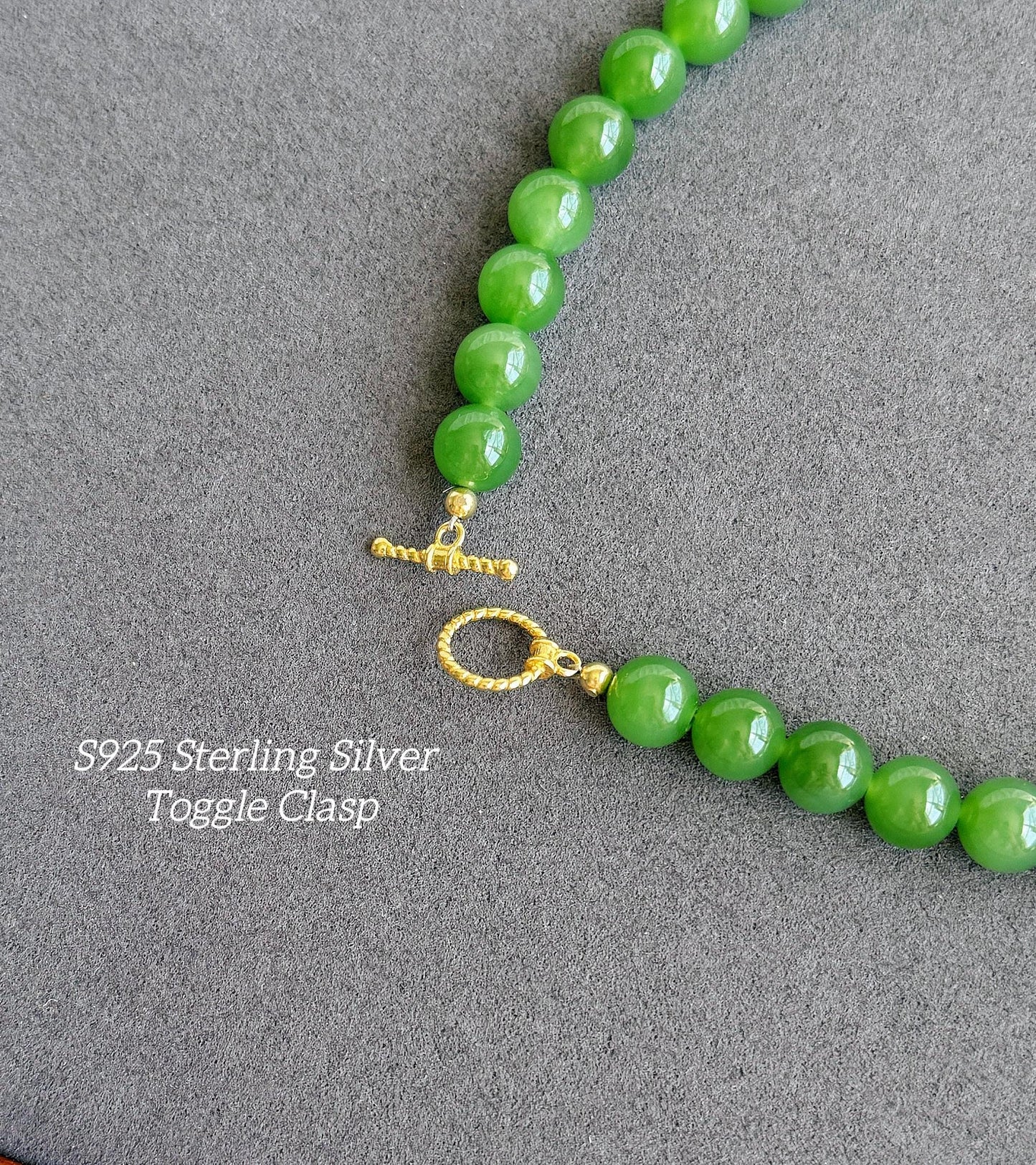 Premium Natural Green Nephrite Jade Beaded Necklace 8mm | Genuine and Certified Nephrite Jade | Fine Jewelry Gift for Her