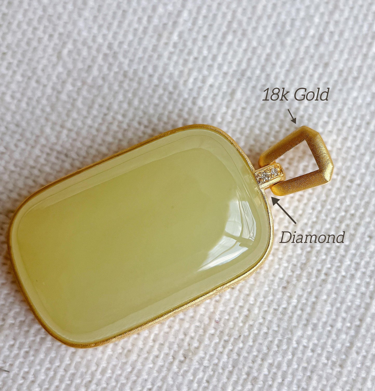 18K Yellow Nephrite Jade Pendant | Certified Untreated Jade Necklace | Luxury Minimalist Jewelry Gift for Her